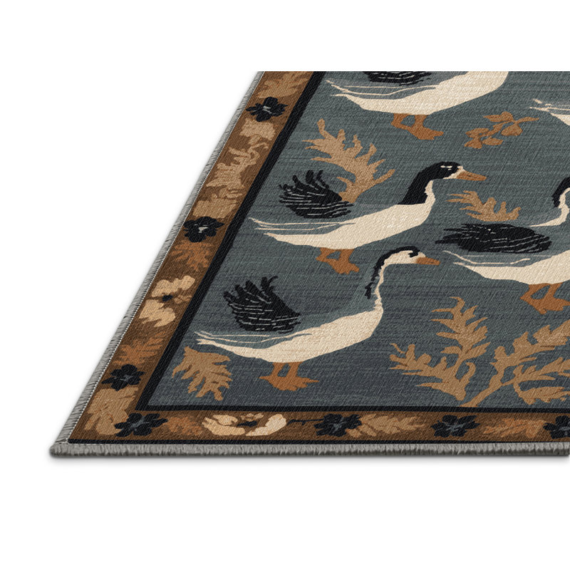 Washable Hawaiian Geese Hawaiian Area Rug, Rectangle 3' x 5'