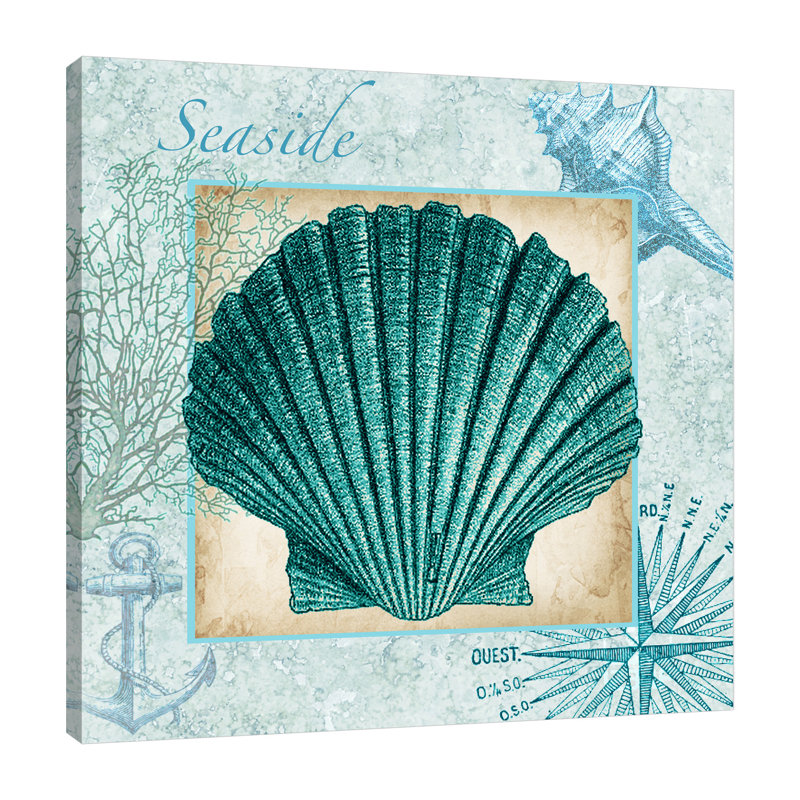 «Aqua Shell: Scallop» par Tre Sorelle Studios, reproduction d'art graphique sur toile, H 12 po x l 12 po