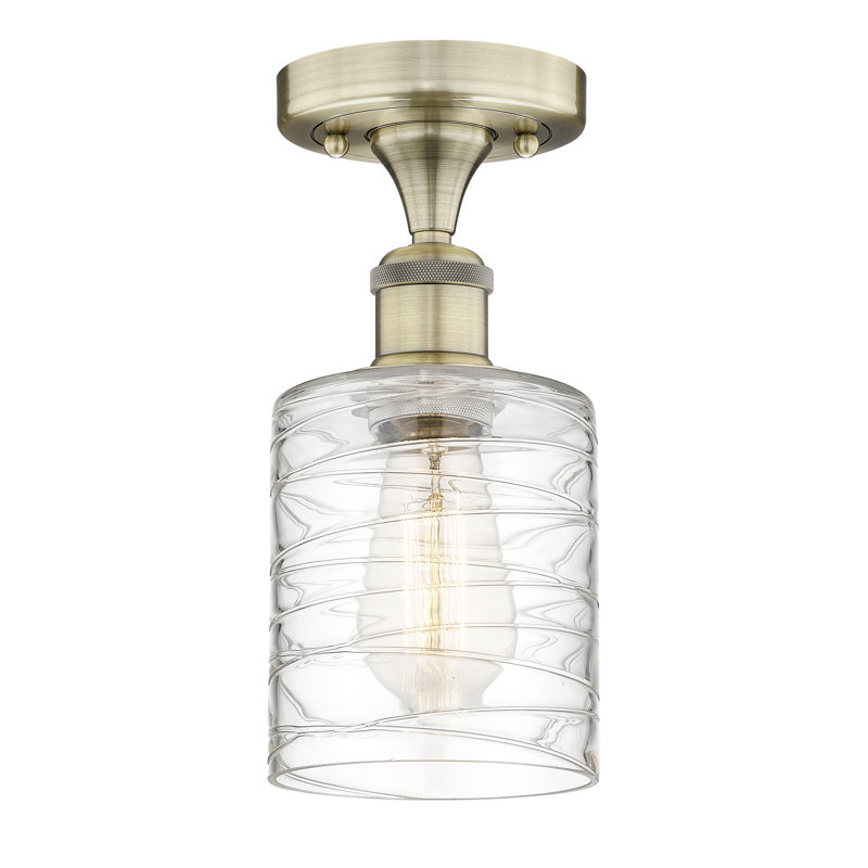 Plafonnier semi-encastré en verre Vasilja, Laiton antique