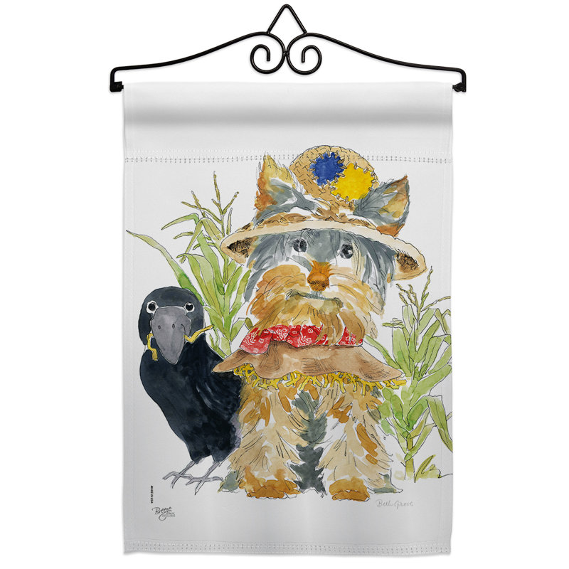 Coussin en polyester 2 faces 19 x 13 po yorkshire scarecrow ensemble de drapeaux