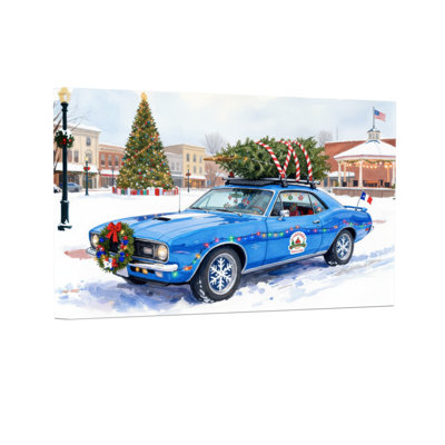 Arbre de Noël voiture de Noël bleu scène de Noël
