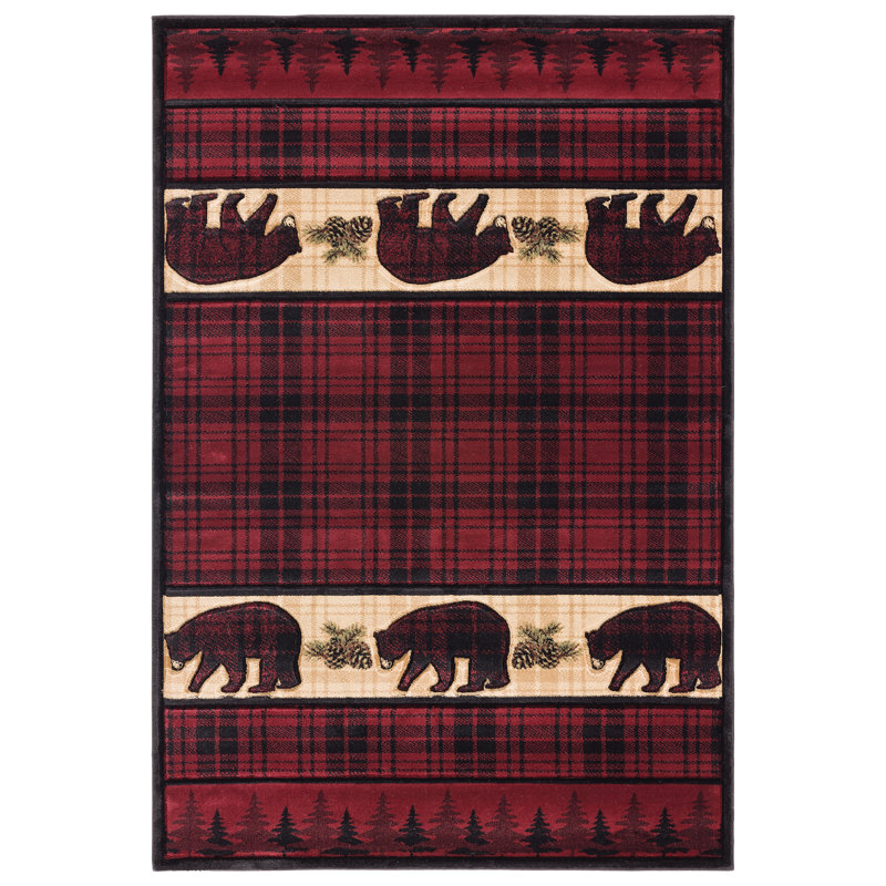 Tapis bordeaux à motif écossais Eskridge, Rectangle 5 pi 3 po x 7 pi 6 po