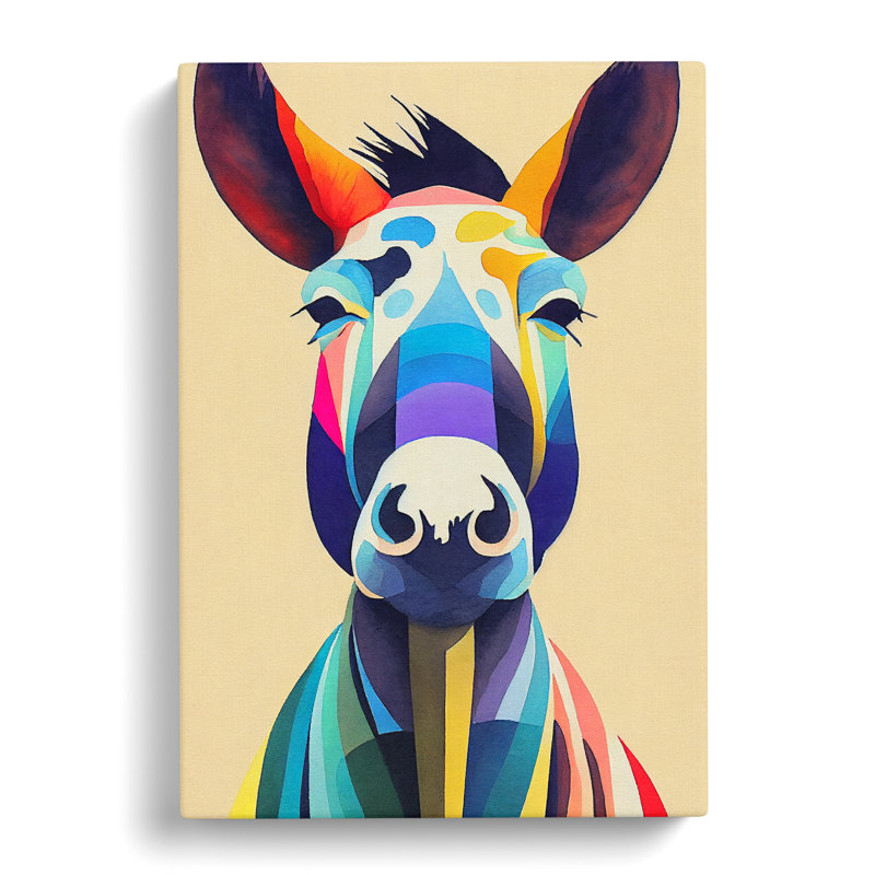 CAN-V0523-2696X Watercolour Donkey - Wrapped Canvas Print, 60cm H x 40cm W x 3cm D