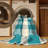 Machine Washable Checkered Blue Area Rug