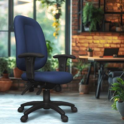 Chaise d'ordinateur multifonctionnelle à haut dossier avec accoudoirs réglables Regency Comfort Series - Bleu marine