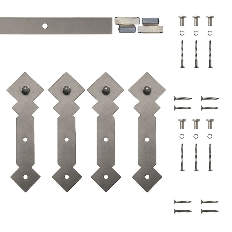 Ensemble de quincaillerie de porte de grange standard à double rail Diamond (porte non incluse), Nickel satiné, 48 po