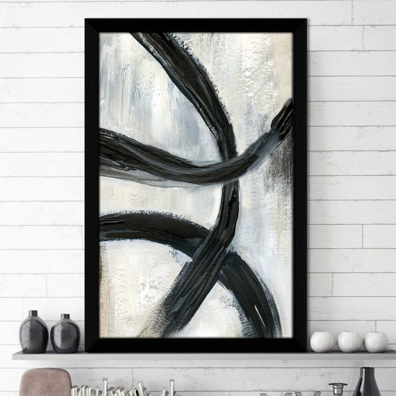 «Abstract Rings II», reproduction de peinture acrylique, H 49,5 po x l 33,5 po x P 1 po, Cadre noir