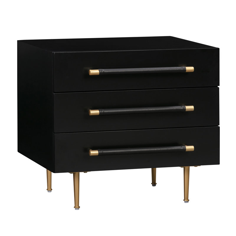 Wooden Nightstand, Black
