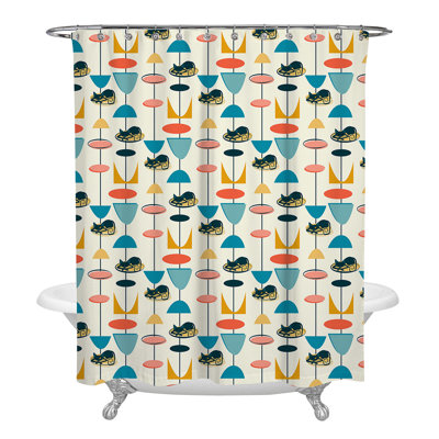 Retro Cat Pattern Shower Curtain