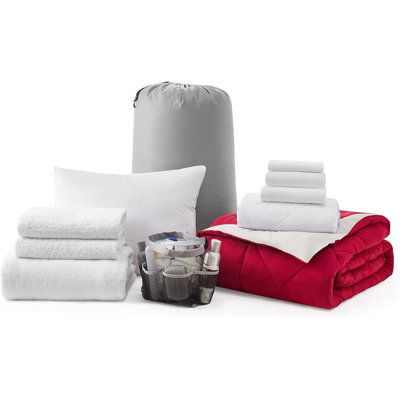 DormCo Packs 8 Piece Starter College Dorm Reversible Bedding Package