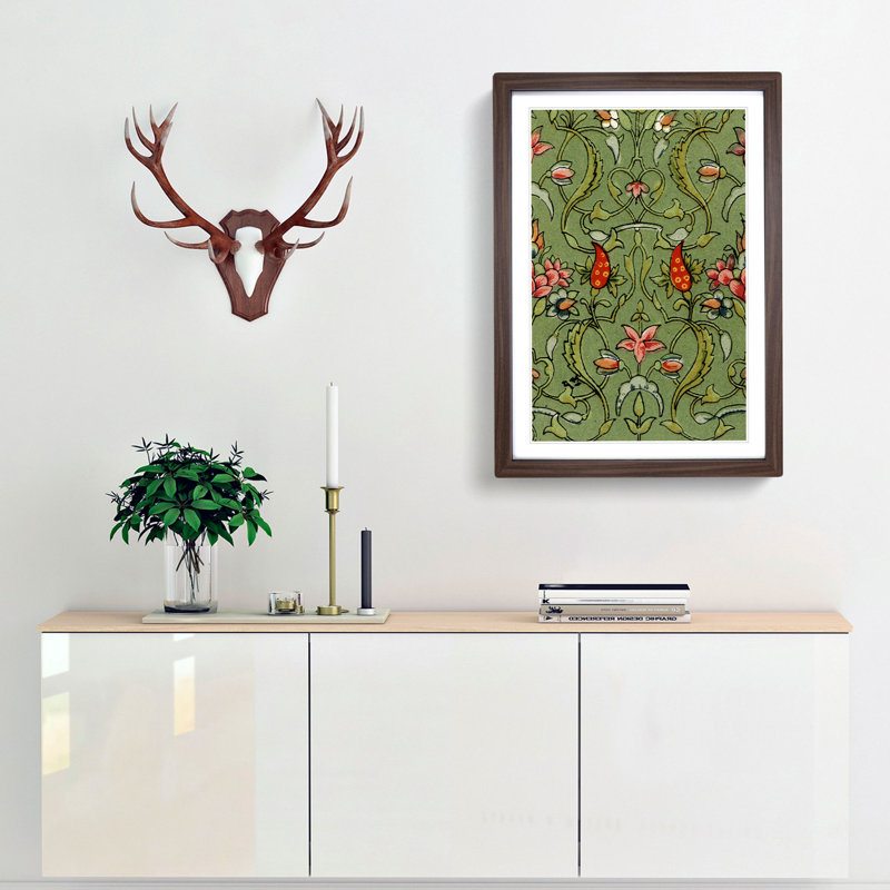 Antique Floral Illustration by Owen Jones - Single Picture Frame Painting, 63cm H x 45cm W x 2cm D, Walnut Framed