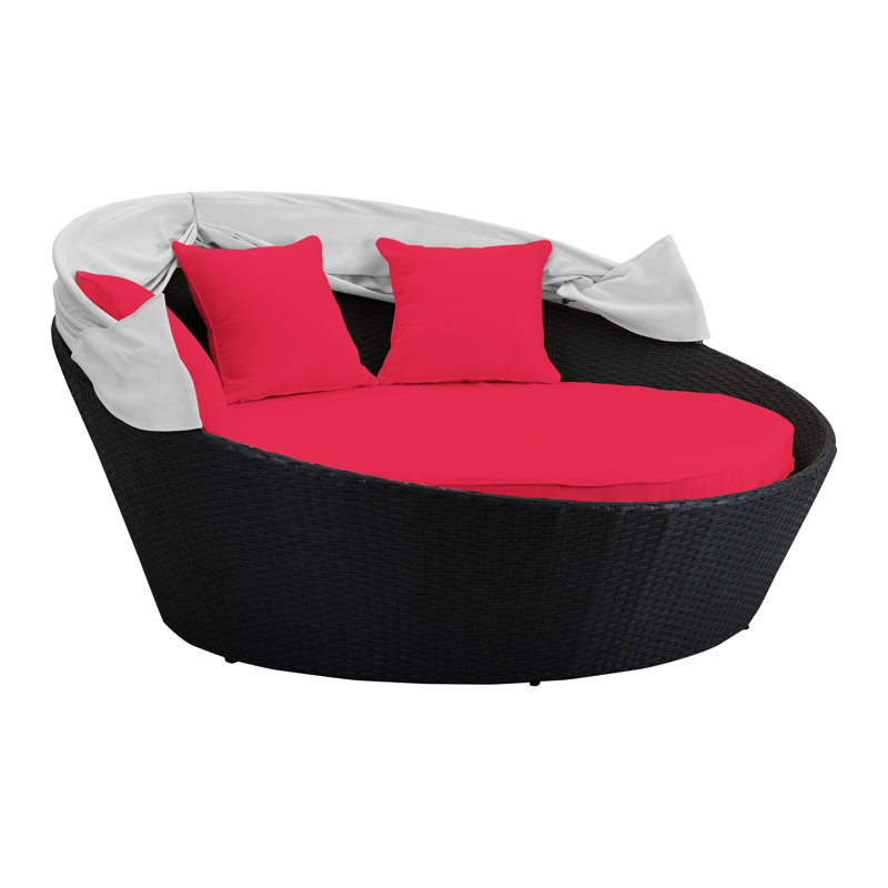 Lit de jour avec coussin Ryde, Rouge, Noir