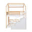 Lit superposé double au-dessus de double 93,3 x 55,9 x 76 pouces Lit simple en bois blanc et naturel avec fenêtres de toit, échelle et plateforme