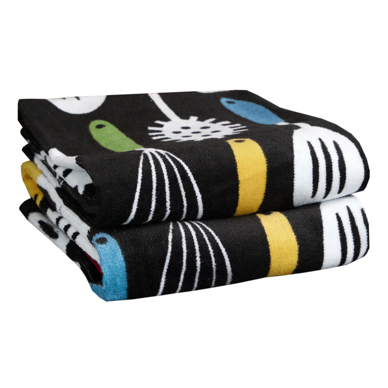 T-fal  Fiber Reactive Print Kitchen Dishcloth, Black