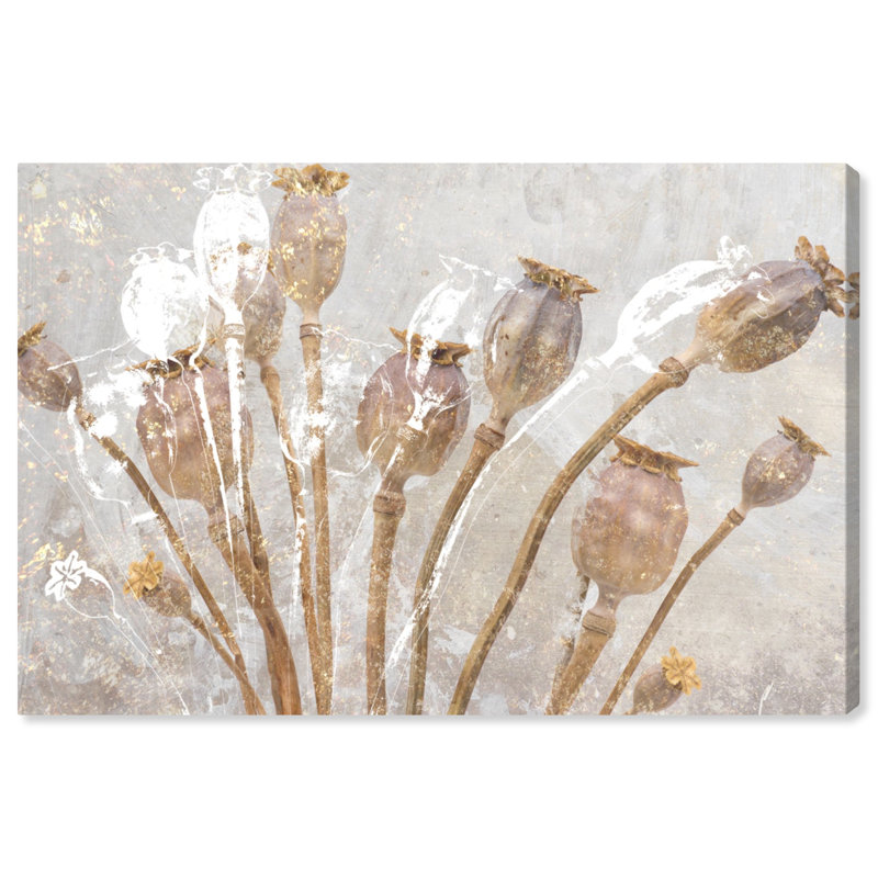 Coquelicots dorés - reproduction sur toile, H 10 po x l 15 po x 1,5 po, Toile tendue