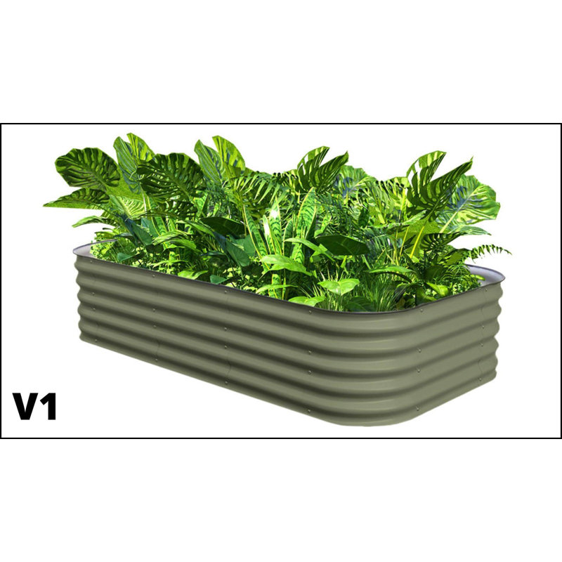 Lit de jardin surélevé en métal VegHerb, Vert mer