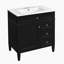Meuble-lavabo moderne de 30 po avec lavabo supérieur, 2 tiroirs, tiroir basculant et tablette réglable pour un rangement efficace-407717414