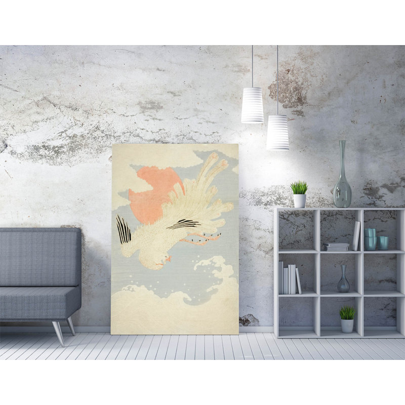 Isoda Koryusai, Phoenix Flying Over Waves in front of Morning Sun Numbers Canvas Wall Art Print Picture