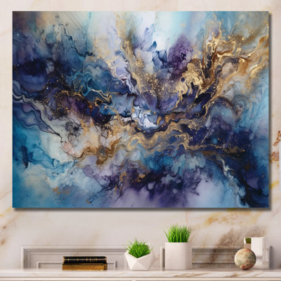 Encre liquide dorée captivante I - art abstrait marbre