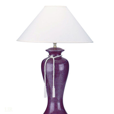 35" Tall Ceramic Table Lamp, Curved Design With Burgundy Finish, Three-Way Rotary Switch, Table Lamp
