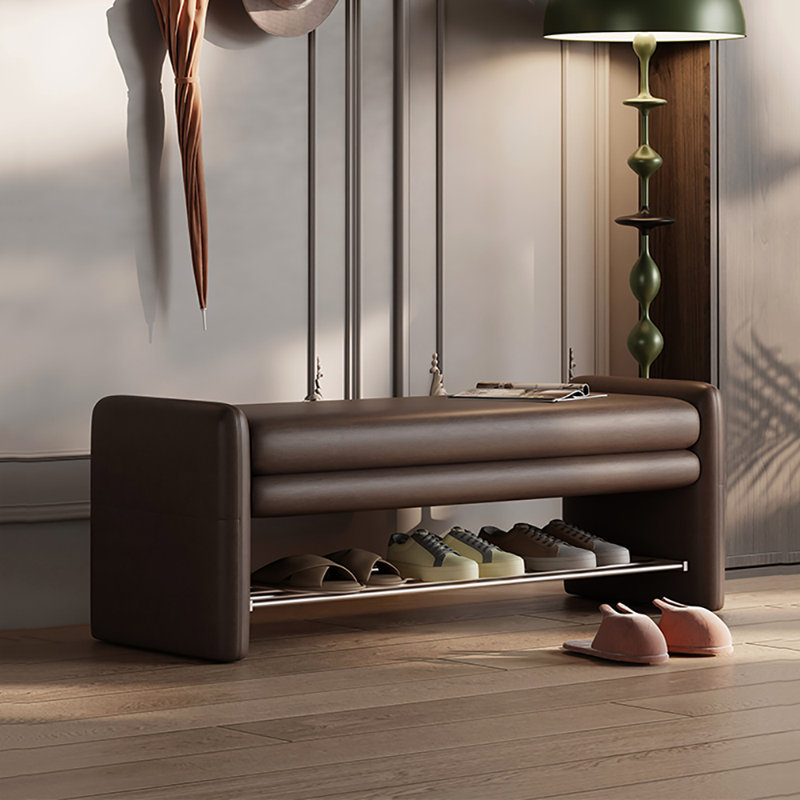 39.4in Shoe Storage Bench Shoe Changing Stool, Coffee
