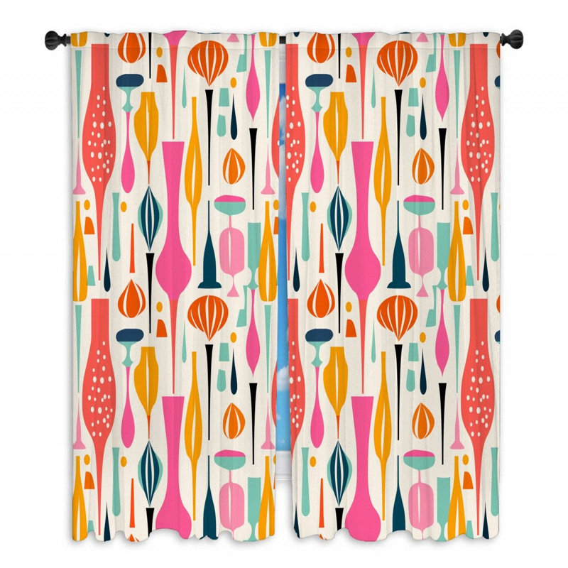 Rideaux de fenêtre style Mid-Century rideaux art déco modernes - 2 panneaux, L 40 po x L 54 po