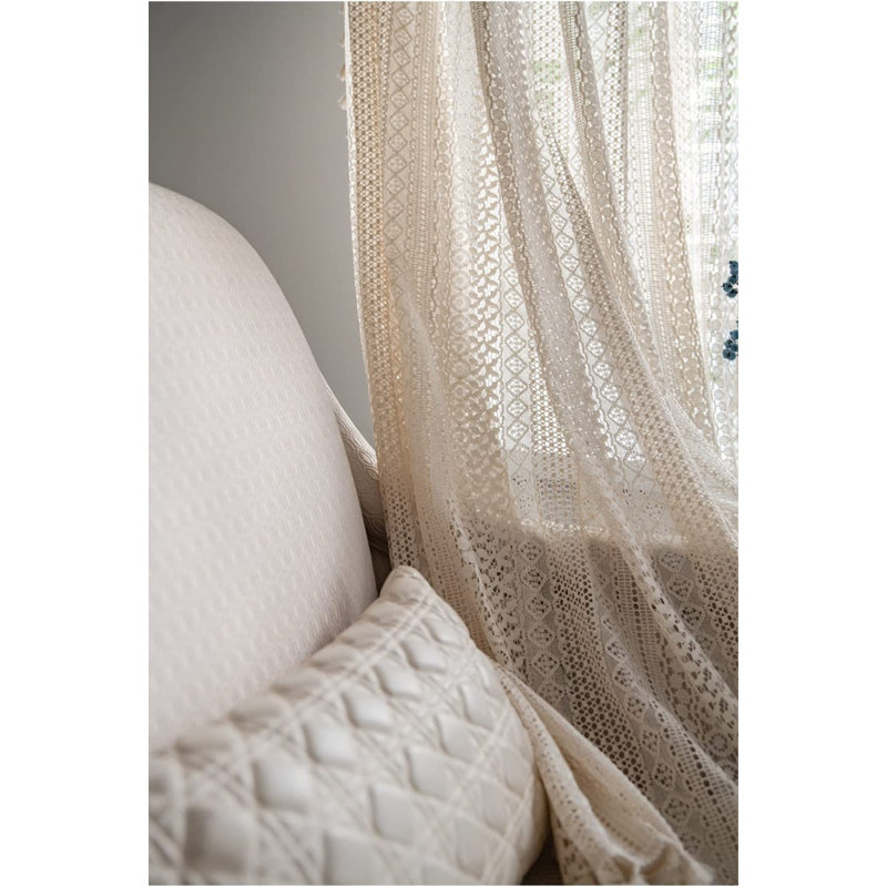 Mely Semi Sheer Curtain Pair, 59" W x 84" L, Beige