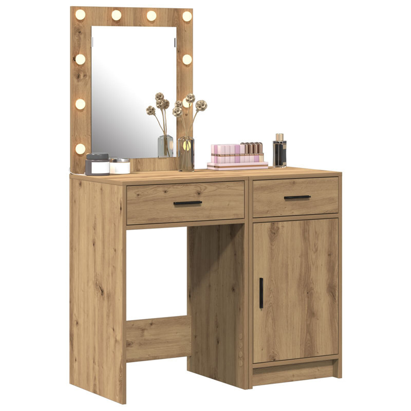 Dressing Table with Mirror, Artisan Oak