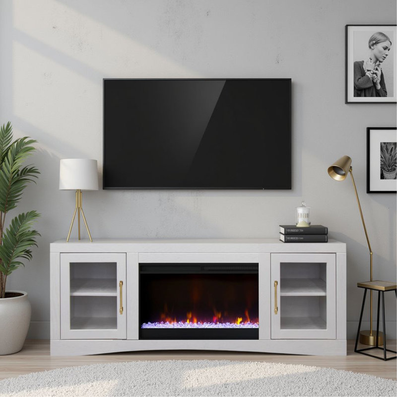 Meuble télé 65 po pour téléviseur de 75 po ou moins, Blanc
