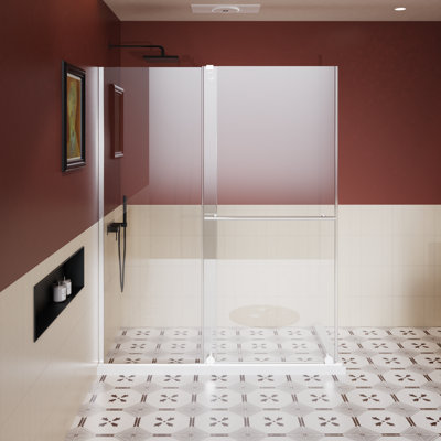 Adjustable Sliding Glass Shower Door with Stainless Steel Handle – Walk-In or Sliding Design, 30-60 Inch Width, 72 Inch Height