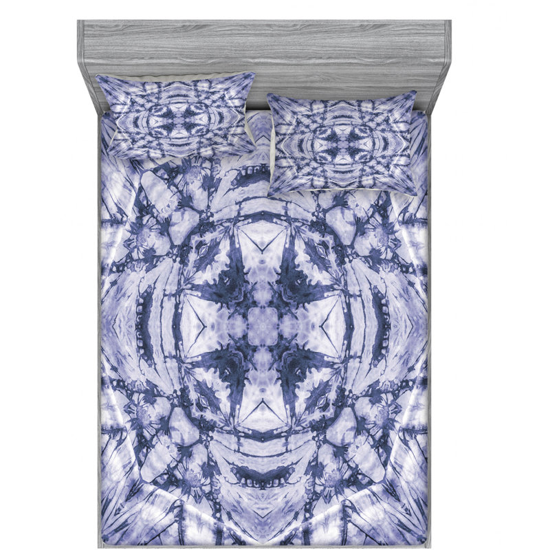 Microfiber Abstract Sheet Set, Full Sheet Set with Fitted Sheet