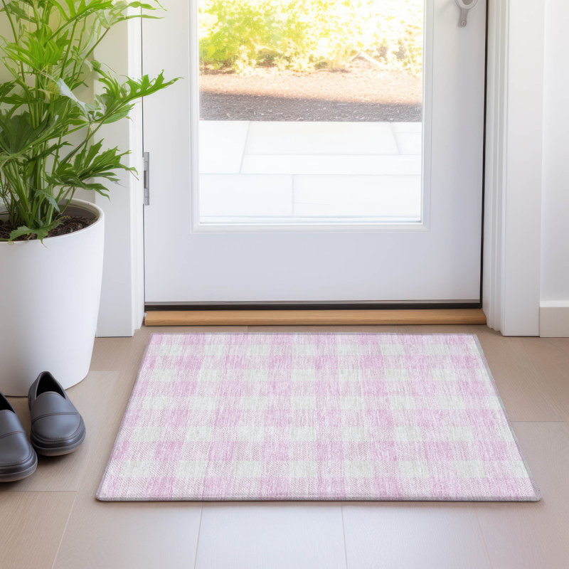 Tapis rose Prisco lavable à la machine de qualité supérieure, Rectangle 1 pi 8 po x 2 pi 6 po