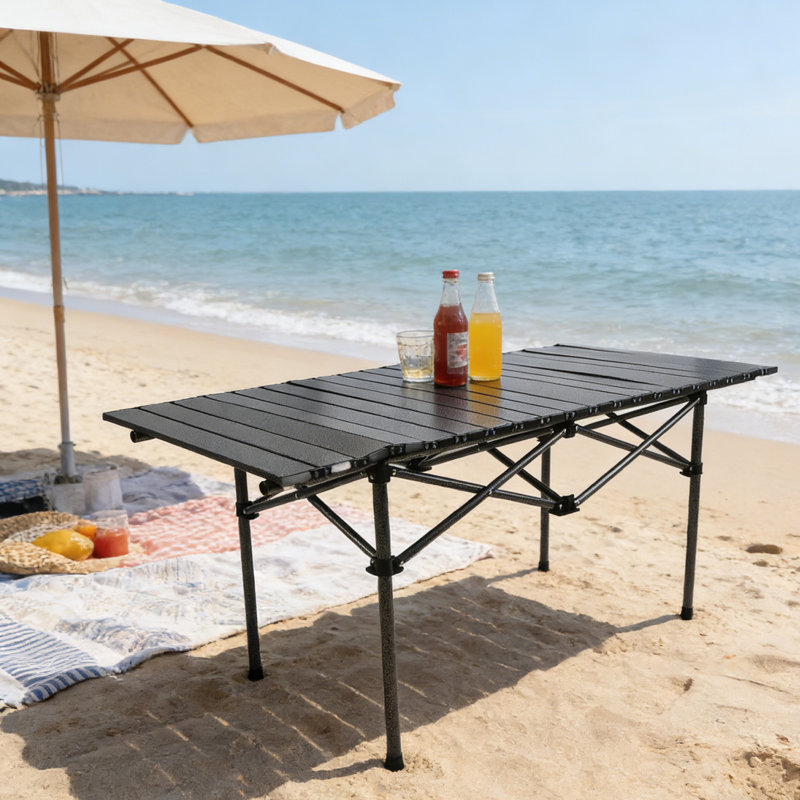 Rectangular Metal Folding Outdoor Camping Table, Rectangle Picnic Folding Table