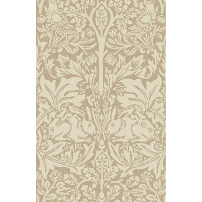 Neutral Beige and Cream Damask Botanical Toile Wallpaper