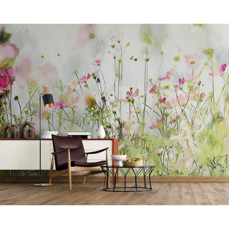 Papier peint à fleurs Cosmos, L 114 po x l 75,96 po