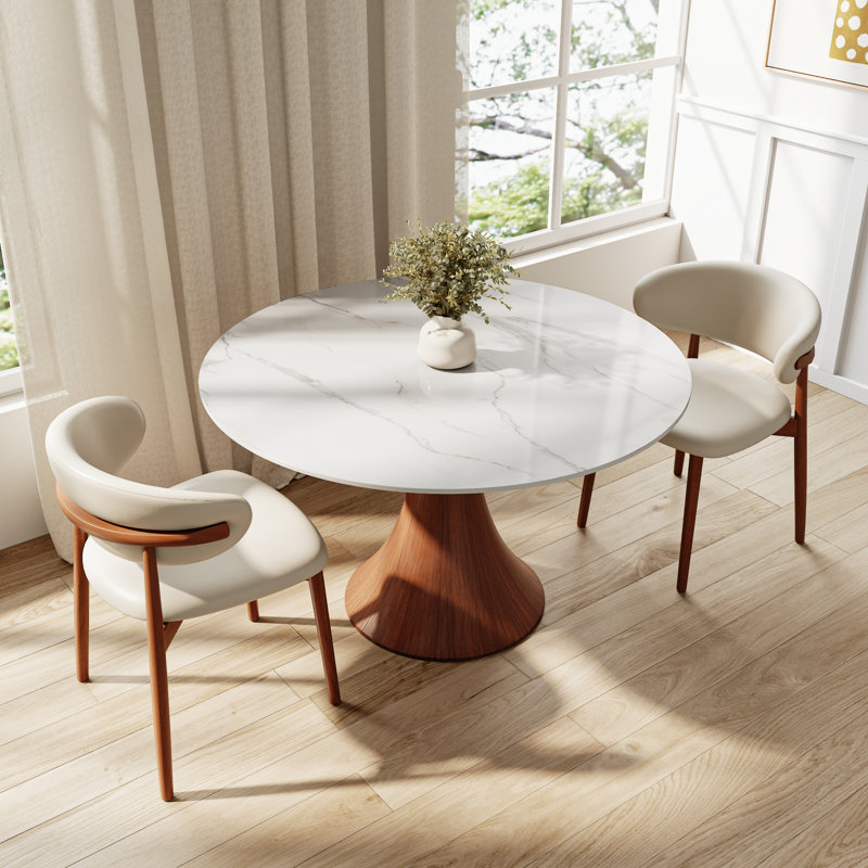 Ensemble de table de salle à manger moderne Mid-Century et 2 chaises rembourrées Spiro 3Pcs / 5Pcs, Blanc