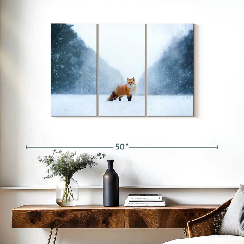 Red Fox In The Snow, 24" H x 38" W