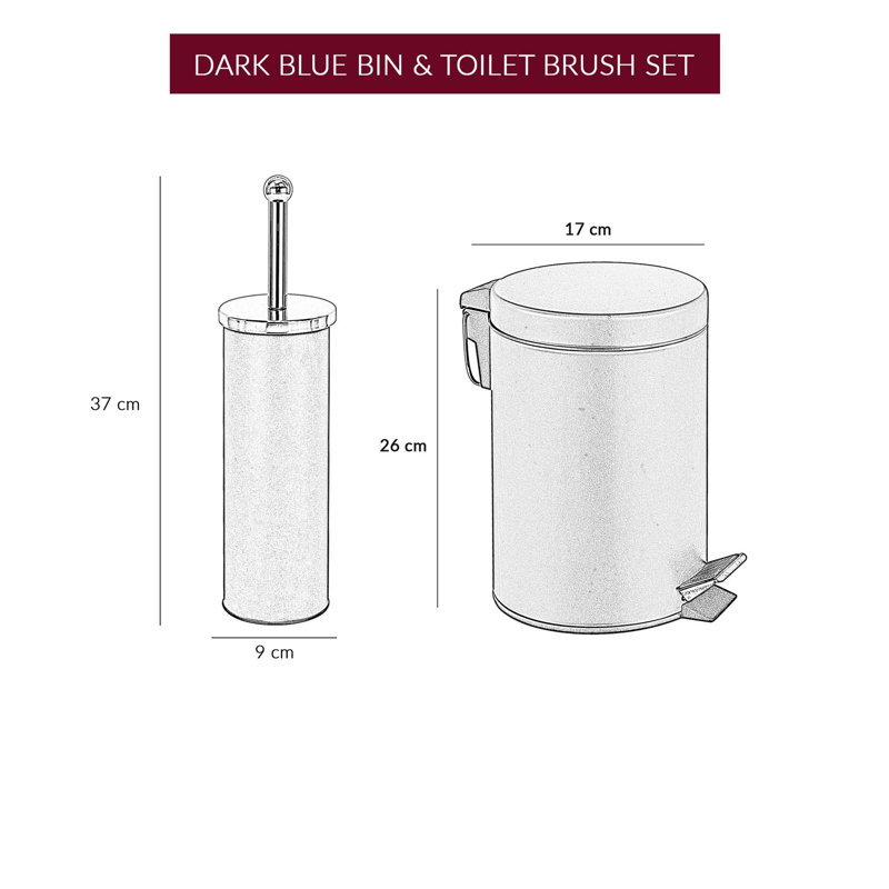Ajeenah Freestanding Toilet Brush and Holder, Blue