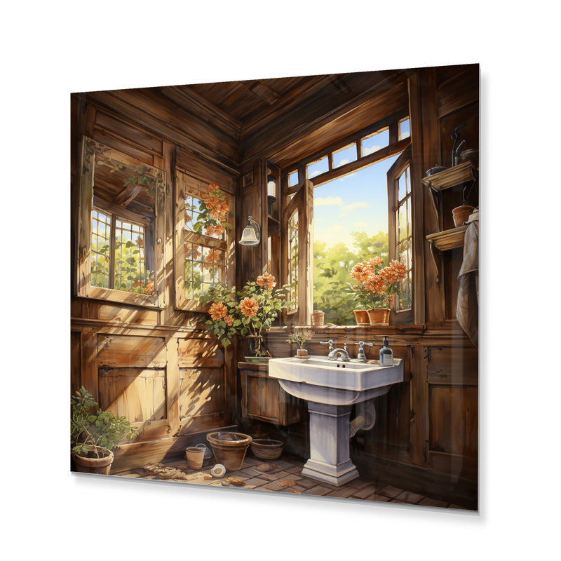 Toilette charme de la campagne - impression sans cadre sur métal, H 16 po x l 16 po x P 1 po