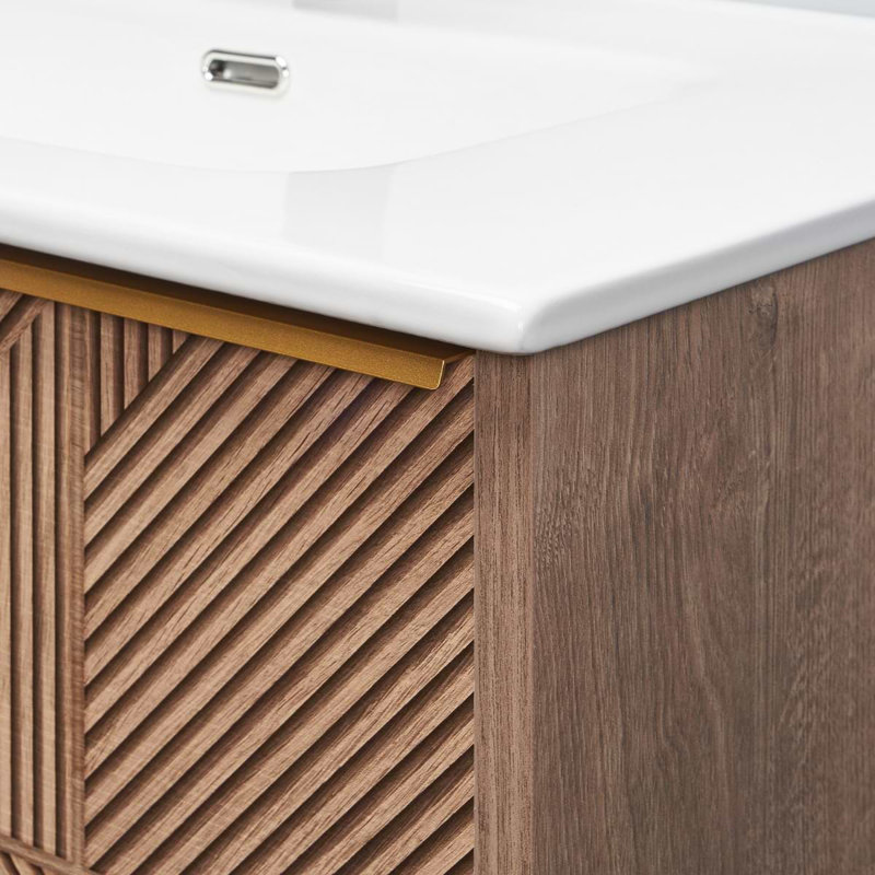 Kora 24.02" Wall Mounted Single Bathroom Vanity with Top, Gold