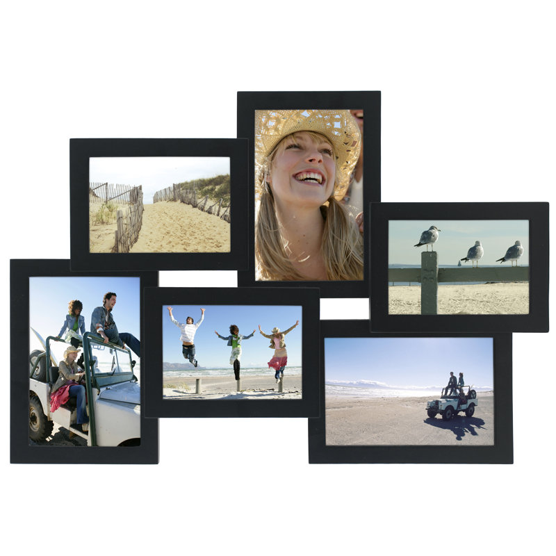 Black Resin Collage Picture Frame with Matted Finish for 6 Photos