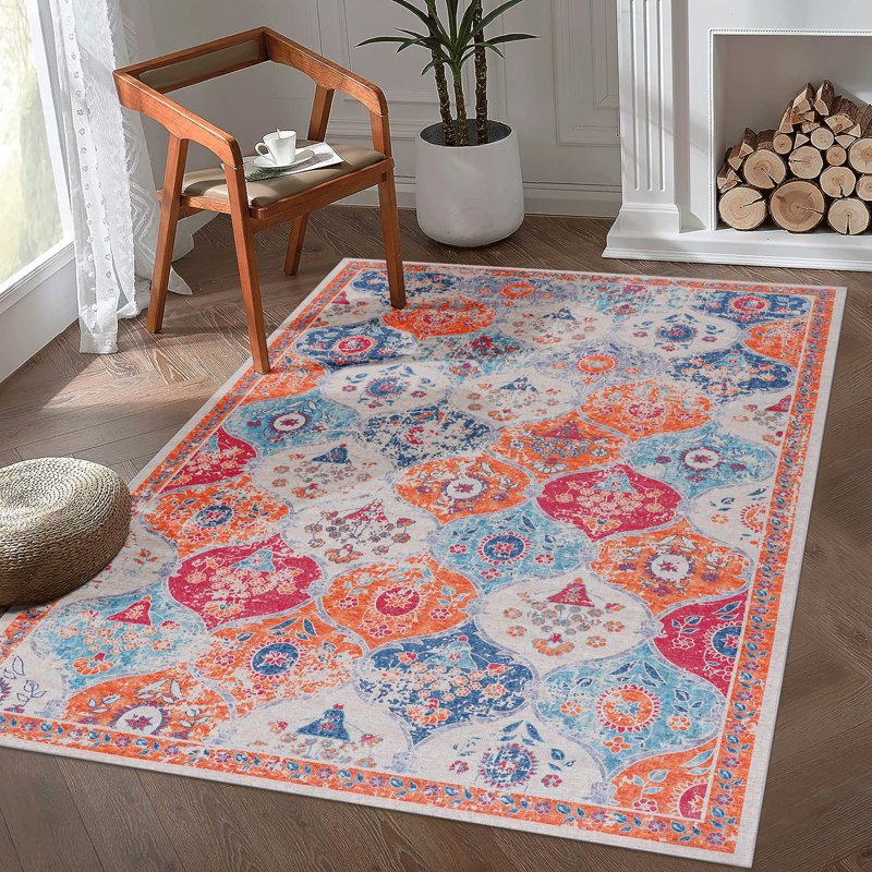 4X6 Area Rug In Cream, Machine Washable, Non-Shedding, Foldable, For Bedroom, Living Room, Kitchen, Dining Room Washable Cream Rug, Non-Slip, , And Hallway