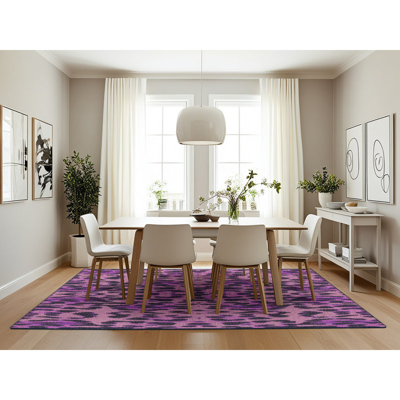 Tapis noir/rose à tisser électrique, Rectangle 7 pi x 10 pi
