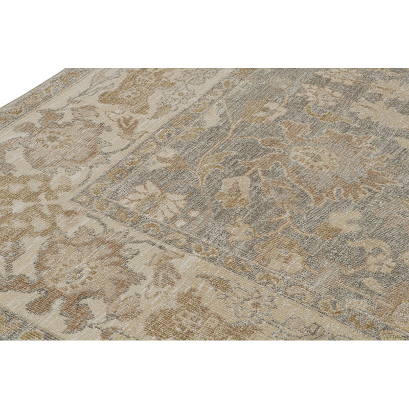 Oushak Hand Knotted Floral Area Rug, Rectangle 6' x 9'