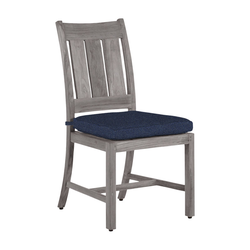 Chaise d'appoint d'extérieur Croquet, Welt, Teck huître, Indigo Intermix