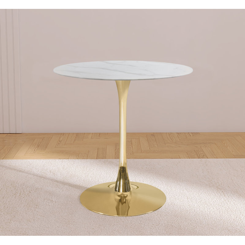 Holly Round Marble Counter height Bar Table, Gold