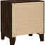 Mobilier de chambre à coucher grand lit, ton noyer, tête de lit rembourrée en mousse confortable et tiroir de rangement