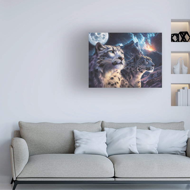 Art sur toile léopard des neiges de l'Himalaya Michael David, H 24 po x l 32 po