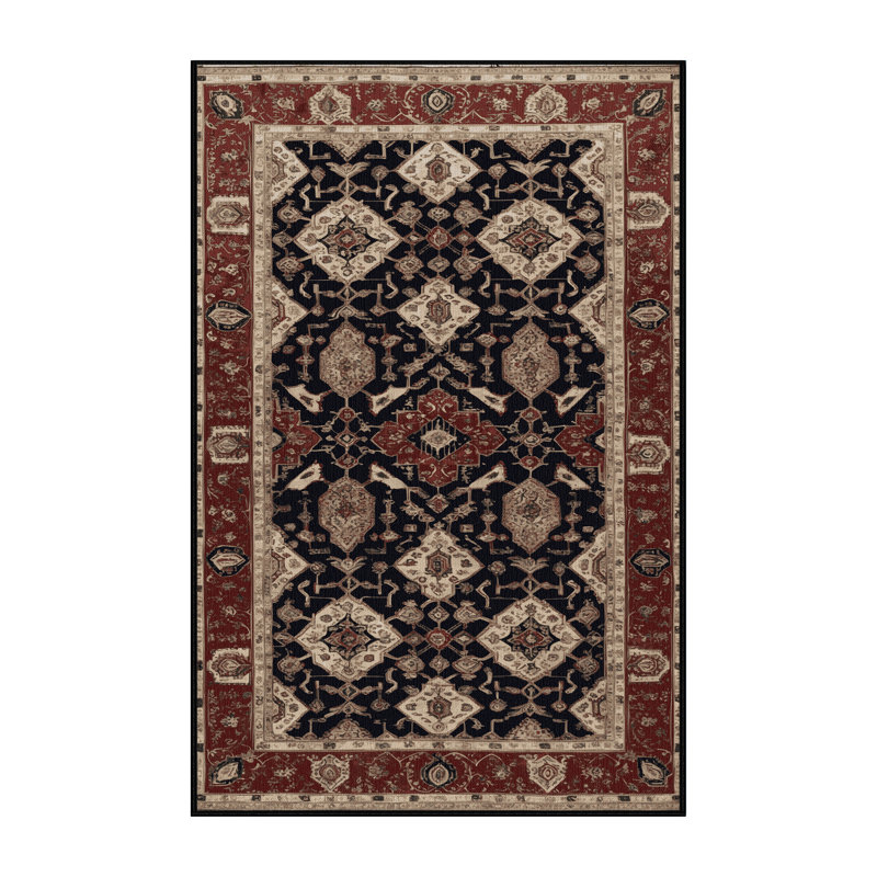 Tapis persan noir lavable à la machine
