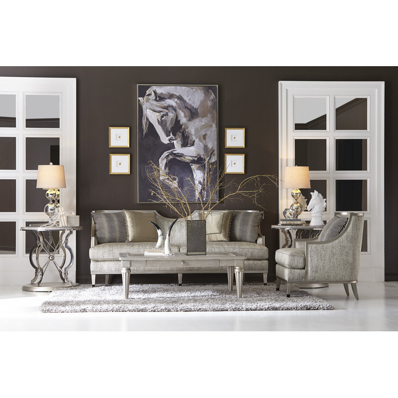 Silver Transitional Rectangular Wood Cocktail Table with Storage